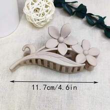 1入新款極簡主義花卉設計女士髮夾,啞面紋理,適用於日常使用 - 彩色 - 查看 12