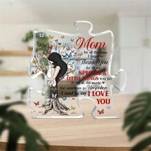 Mom Gift, To My Mom Acrylic Desk Sign Decoration, Mother Gift From Daughter Son Husband, Thank You Mom Desk Sign Keepsake, Butterfly Home Bedroom Desk Decor, Mother's Day Gift, Puzzle Shape Sign - White - View 6