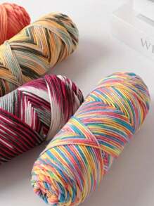 2入組亞克力紗暈染5股染色奶油嬰兒毛衣自織圍巾針織毛球中厚針織毯手工DIY編織毛線材料袋，適用於手工編織DIY帽子、圍巾、外套，重約200克 - 03 Colorful Flowers - 查看 2