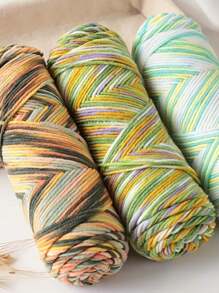 2入組亞克力紗暈染5股染色奶油嬰兒毛衣自織圍巾針織毛球中厚針織毯手工DIY編織毛線材料袋，適用於手工編織DIY帽子、圍巾、外套，重約200克 - 03 Colorful Flowers - 查看 3