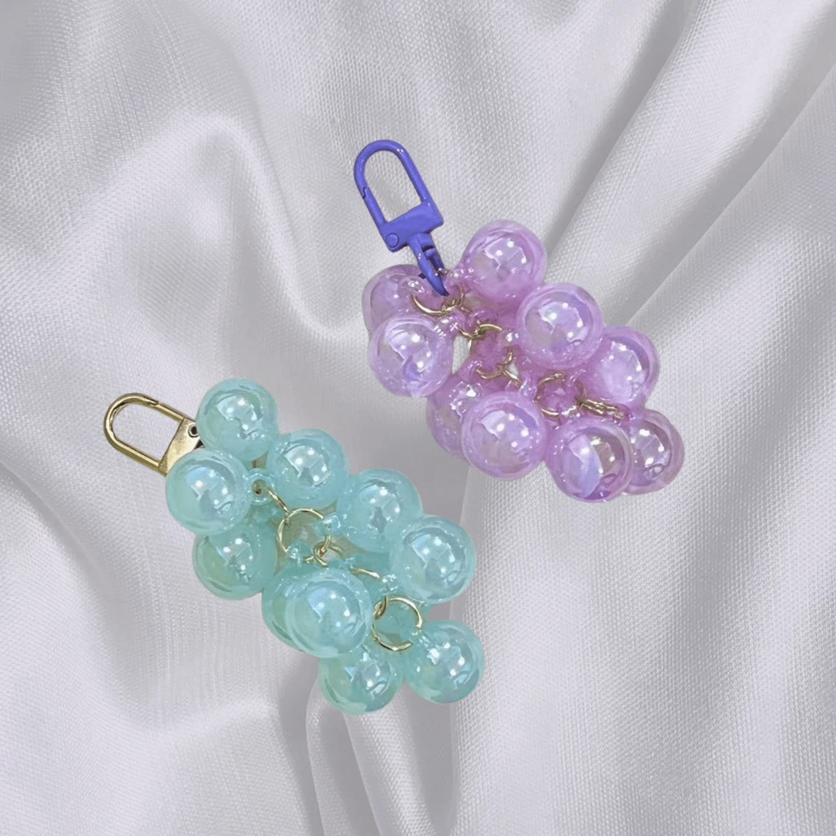 1pc Women'S Light Blue Acrylic Beaded Pendant, Fashionable, Versatile, Simple, Y2k Style, Sweet, Elegant, Luxury Keychain Suitable For Daily Use, Gift - Baby Blue - View 1