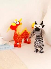 橘色龍毛絨玩具寵物遊戲娃娃,龍毛絨動物玩具,柔軟貼心,清新pp填充,適合14歲以上的生日,節日禮物,桌面和沙發靠墊裝飾 - 橘色 - 查看 5