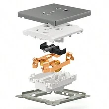 1pc 86-Type Gray Socket Panel, 16a, Household Multi-Holes Concealed Installation - Grey - View 7