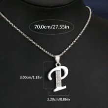 1 Stück Bestseller 26 Englische Buchstaben Halskette, modischer Kristall-Zirkonia Buchstaben Anhänger Halskette, Titan-Stahl Schlüsselbein-Kette für Geburtstag, Feiertag Geschenk, Unisex, Größe 60cm/70cm, großer Buchstaben-Halskette für Herren/Damen/Paare, Alltagsmode