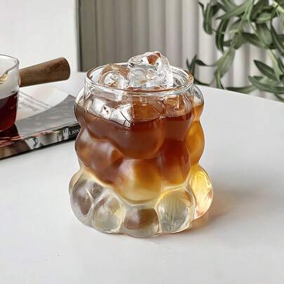1pc Handleless Grape Shaped Glass Coffee Cup (With Handle), Transparent Milk Mug With Ins Style, Borosilicate Glass, Great For Serving Breakfast, Latte, Coffee School Supplies Back To School