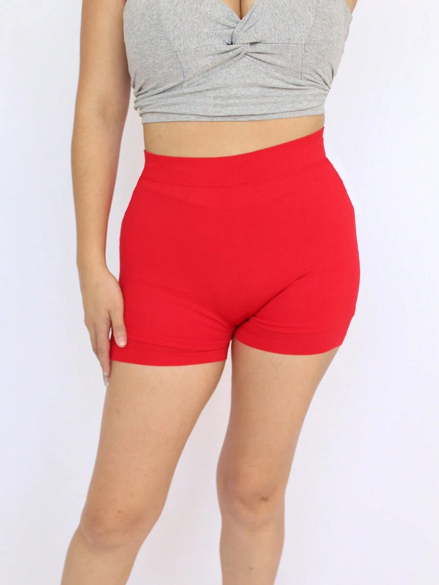 Short Lycra Shorts - Red - View 1