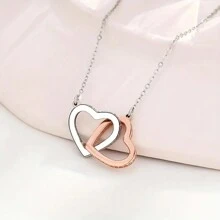 1入童裝時尚創意心形銅吊墜項鍊帶卡禮盒,適合節日禮物和日常佩戴 - 銀色 - 查看 4