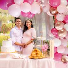 114入組粉色和白色氣球花圈拱橋套件,粉色和玫瑰金珠光氣球,完美適用於公主主題嬰兒淋浴畢業晚會裝飾用品結婚生日聚會裝飾 - 粉色 - 查看 6