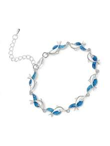 New Dolphin Shaped Blue Color Drop Glue Bracelet - New Imitation Opal Dolphin Epoxy Blue Bracelet - View 3