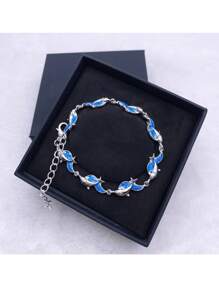 New Dolphin Shaped Blue Color Drop Glue Bracelet - New Imitation Opal Dolphin Epoxy Blue Bracelet - View 4