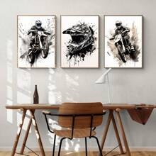Juego De 3 Carteles Creativos De Graffiti Para Motocicleta, Impresión En Lienzo, Minimalista, Motocross, Moto De Cross, Pintura Para Dormitorio, Dormitorio, Decoración Moderna Del Hogar, Sin Marco