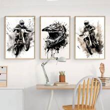 Juego De 3 Carteles Creativos De Graffiti Para Motocicleta, Impresión En Lienzo, Minimalista, Motocross, Moto De Cross, Pintura Para Dormitorio, Dormitorio, Decoración Moderna Del Hogar, Sin Marco
