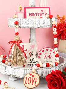 1入情人節麻繩流蘇和珠串吊墜,木製零件,彩色木珠diy創意項鍊 - 彩色 - 查看 4