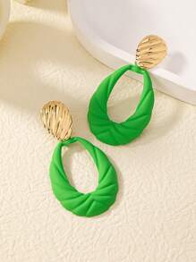 1pair Fashionable High-End Retro Style Long Earrings With Unique Design, Suitable For Women's Dating, Parties, Daily Wear - Green - View 4