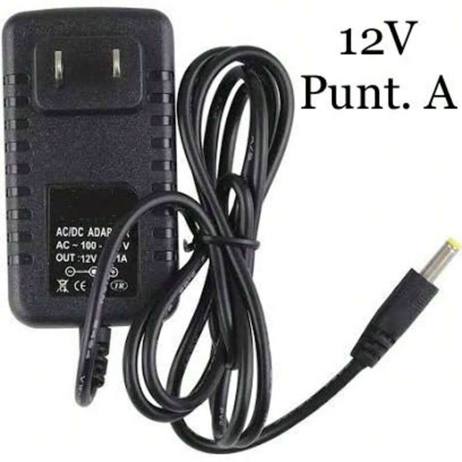 Cargador 12V 1Amp. Eliminador para Bocina, Punta Amarilla 4.0mm x 1.7mm - Negro - Ver 1