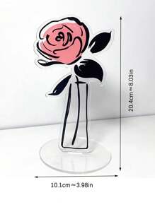 1pc Rose Message Standing Acrylic Note Holder Desktop Ornament Hand-Painted Illustration Learning Desktop Ornament High-Looking Acrylic Photo Holder Postcard Display Stand - Multicolor - View 9