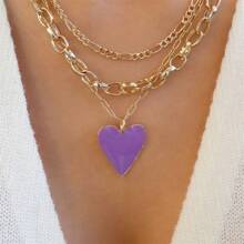 Vintage Color Heart Pendant Faux Pearl Necklace For Women Girls Fashion Gold Color Chain Choker Necklaces Valentines,Mom,Mother,Mother's Day,Gift