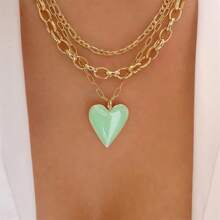 Vintage Color Heart Pendant Faux Pearl Necklace For Women Girls Fashion Gold Color Chain Choker Necklaces Valentines,Mom,Mother,Mother's Day,Gift