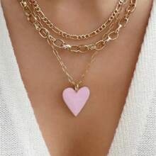 Vintage Color Heart Pendant Faux Pearl Necklace For Women Girls Fashion Gold Color Chain Choker Necklaces Valentines,Mom,Mother,Mother's Day,Gift