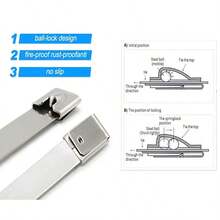 10入組不鏽鋼電纜扎帶- 304球鎖拉環扎帶,自鎖扣12英寸長,適用於室內,室外和海洋環境（耐高溫） - 銀色 - 查看 10