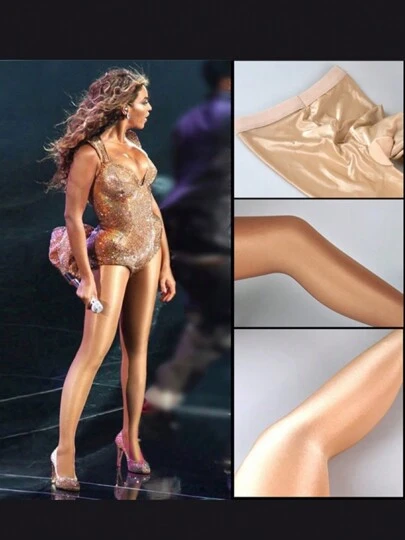 70d Meias Femininas De Cetim Brilhante Em 3 Cores