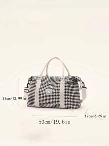 Checkered Handheld Travel Bag Large Capacity Gym Bag Lightweight Short Distance Business Storage Bag Handbag Handbags Hand Bag Weekend Bag Luggage Bag For Travel Business Vacation Holiday Outdoor Hospital Back To School Holiday Overnight Bag Tote Bag Shoulder Bag For Men Women Student Traveling Bag Houndstooth Plaid - Multicolor - View 5
