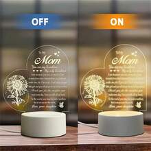 3d夜燈一套發出三種顏色的黃光白光觸控式母親生日禮物母親節禮物父親祝殊禮物盒usb插口桌燈適用於家居照明,可作為情人節禮物贈送 - 黃色 - 查看 2