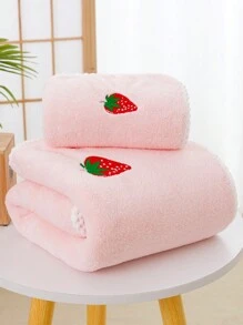 1 Miếng Thêu trái cây Sợi siêu mịn Tắm Khăn tắm - Hồng - Xem 1