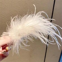 1入組超級仙女白色羽毛女士髮夾,優雅的派對和舞蹈髮飾 - 白色 - 查看 4