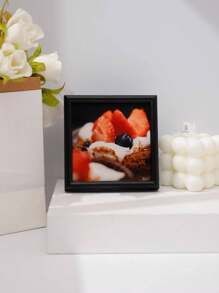 1入組4英寸方型鋁框現代簡約海報,適用於家居裝飾展示 - 黑色 - 查看 1