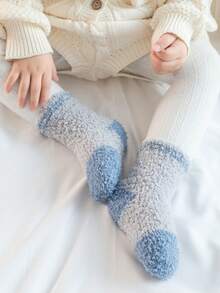 [Mùa đông] 6 đôi tất dài đến bắp chân bằng vải nỉ san hô màu kẹo cho trẻ sơ sinh và trẻ mới biết đi, dày ấm áp thoải mái đa năng để mặc hàng ngày hoặc làm quà tặng ngày lễ - Nhiều màu - Xem 6