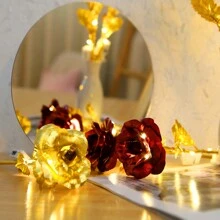 1入組金箔發光玫瑰,折射光纖美容模擬玫瑰情人節禮物浪漫氛圍燈,適用於情人之夜與朋友共享 - 彩色 - 查看 5