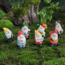 1入組花園矮人公仔裝飾,樹脂工藝聖誕精靈苔蘚微景觀飾品 - 彩色 - 查看 1