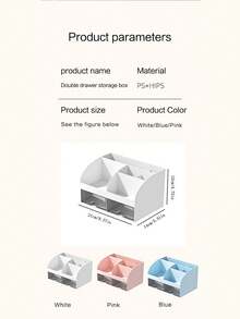 1pc Desktop Stationery Storage Box For Student, Office, Dormitory, Organizer, With Several Compartments - Pink - View 8