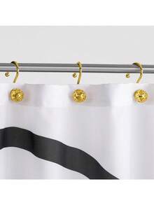 12 Pcs Gold Shower Curtain Hooks Rust Proof Hollow Ball Metal Decorative Shower Curtain Rings For Curtain And Bathroom Shower Rod - Gold - View 5