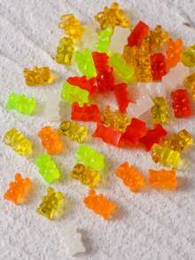 50入組Y2K馬卡龍色彩長形熊貓迷你3D可愛指尖裝飾DIY壓克力扁果汁彩色混合小卡通動物透明暖和的熊貓女孩休閒藝術美甲美容配件美甲裝飾美甲寶石美甲用品 - 彩色 - 查看 3