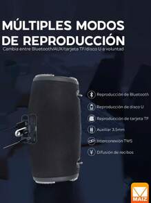 BOCINA BLUETOOTH CON LUZ LED Y RESISTENTE AL AGUA