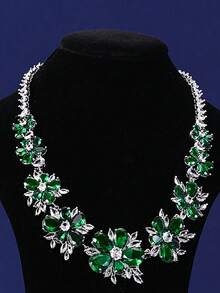 5 件/套高品质方晶锆石项链/耳环/手链/戒指，适合女士婚纱和珠宝套装 - 項鍊 - 查看 10