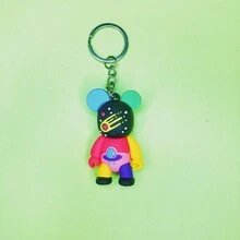 3 件/套男女鑰匙扣軟橡膠彩色暴力熊可愛卡通時尚風格汽車鑰匙鏈吊墜包吊飾派對禮物送給最好的朋友女朋友兒子女兒適合大多數人 - 玫紅色 - 查看 4