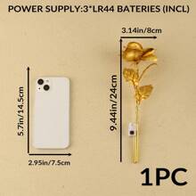 1入組金箔發光玫瑰,折射光纖美容模擬玫瑰情人節禮物浪漫氛圍燈,適用於情人之夜與朋友共享 - 彩色 - 查看 8