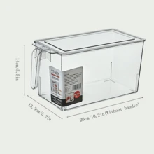 日式透明廚房蔬果收納盒帶蓋和手柄,可堆疊用於冰箱整理 - 白色 - 查看 2