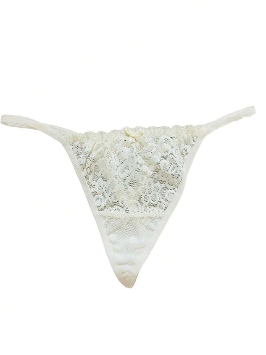 Tanga de hilo con encaje super sexy - Beis - Ver 1