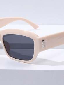 1副女士方形个性化中性街头时尚眼镜，多种颜色可选，适合日常佩戴 - 黑色 - 查看 7