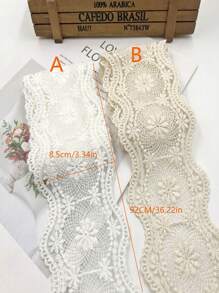 1 iarda di pizzo vintage intagliato bianco in puro filo di solubile in acqua per ricamo, decorazione, nastrino di tessuto per cucito fai da te