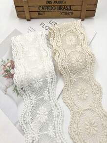 1 iarda di pizzo vintage intagliato bianco in puro filo di solubile in acqua per ricamo, decorazione, nastrino di tessuto per cucito fai da te