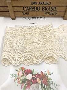 1 iarda di pizzo vintage intagliato bianco in puro filo di solubile in acqua per ricamo, decorazione, nastrino di tessuto per cucito fai da te