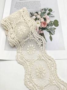 1 iarda di pizzo vintage intagliato bianco in puro filo di solubile in acqua per ricamo, decorazione, nastrino di tessuto per cucito fai da te