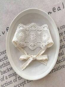 1 iarda di pizzo vintage intagliato bianco in puro filo di solubile in acqua per ricamo, decorazione, nastrino di tessuto per cucito fai da te