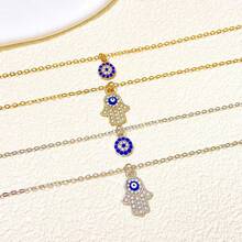 2pcs Eye Of & Multi Layered Design & Bling Rhinestone Decor Women'S Everyday Wear Necklace - Gold - View 4