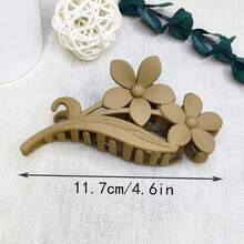 1入新款極簡主義花卉設計女士髮夾,啞面紋理,適用於日常使用 - 彩色 - 查看 7